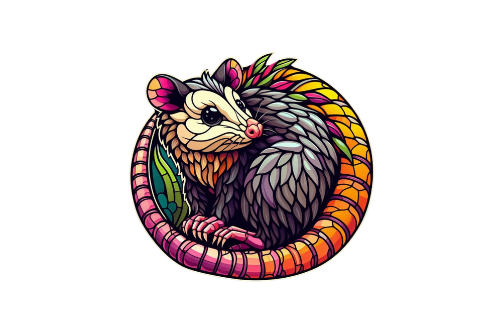 Stained Glass Possum Sticker 2.5"